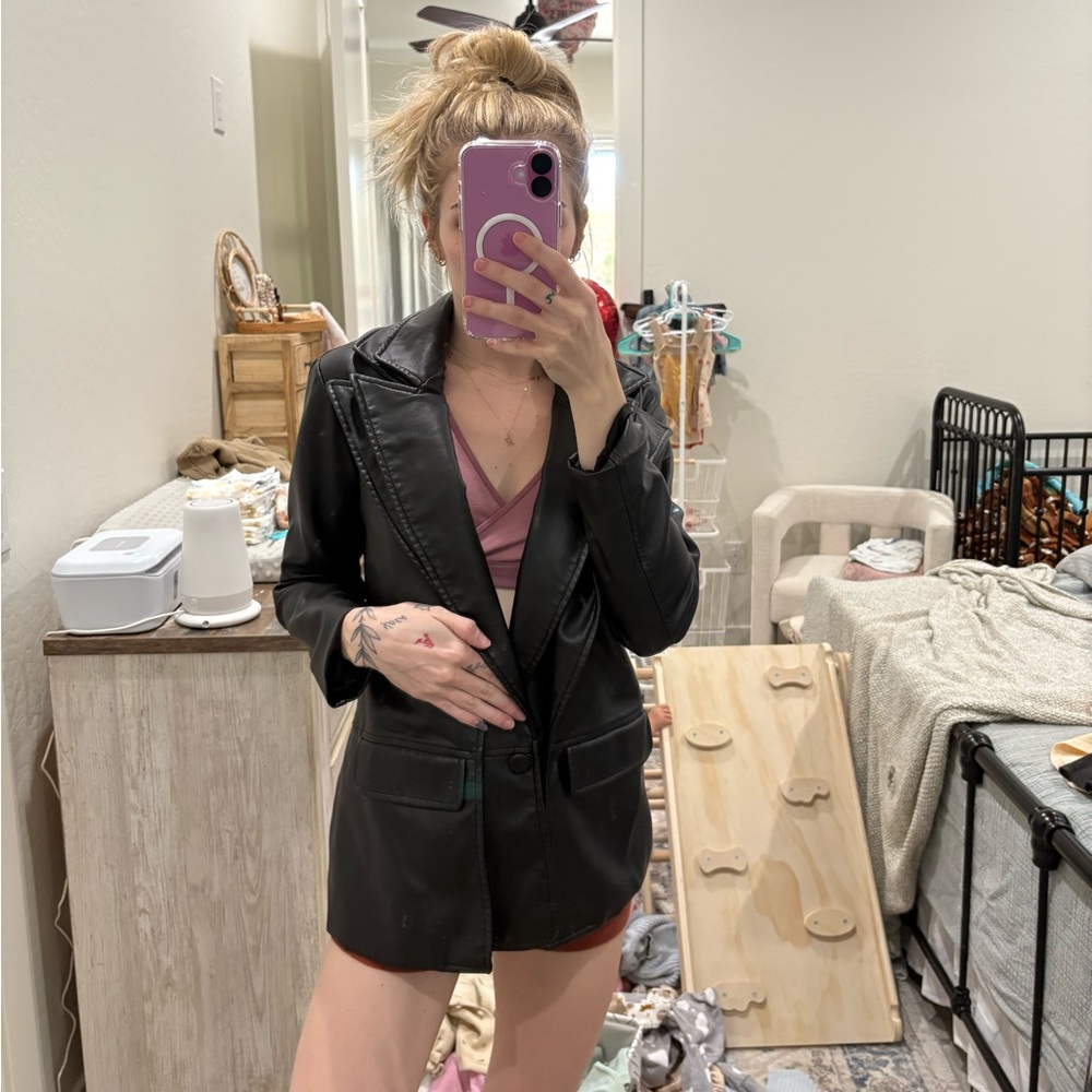 Leather blazer jacket
